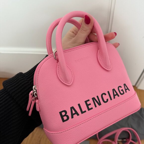 NWT Balenciaga Ville Handbag + Shoulder Bag In Violet Pink Inlaid Logo - Picture 13 of 16